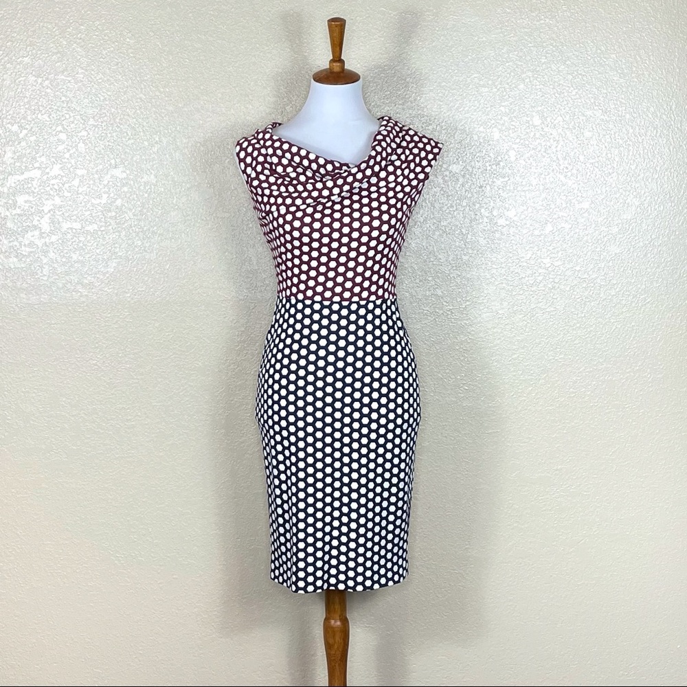 Escada Diarina Honeycomb Print Sheath Dress Size 32